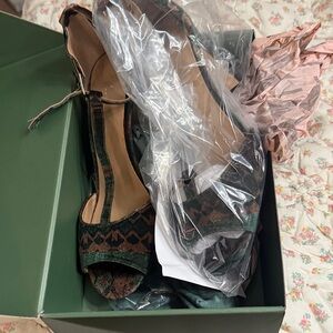 Anthropologie Green and Brown Heels
